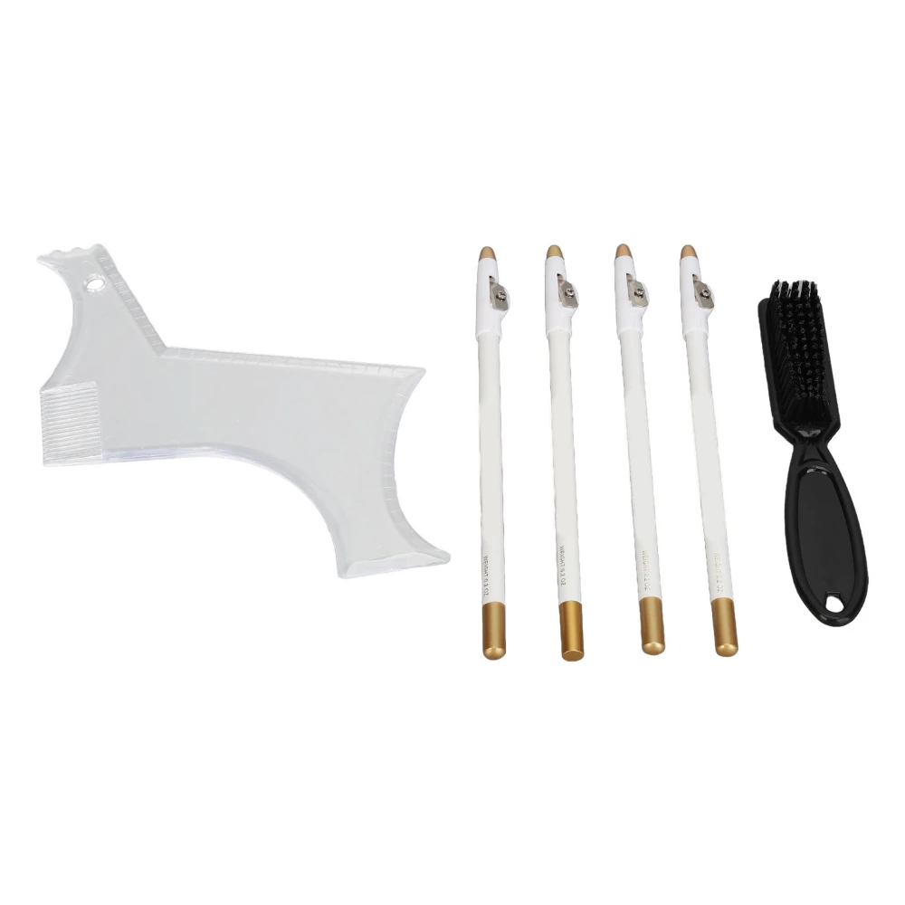 Beard Shaper Stencil Kit with 4pcs Barber Pencils Multiple Curve Beard Shaper Template Shaping Tools White