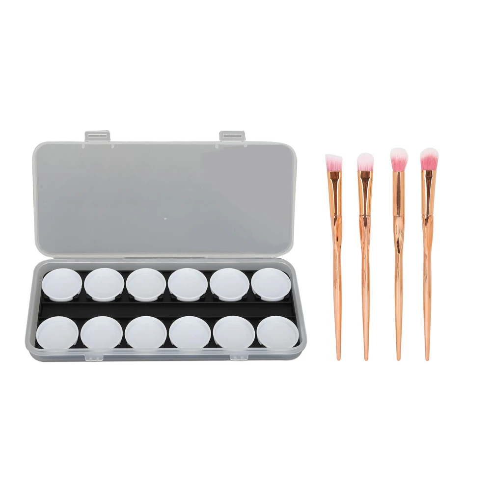 24 Grid Nail Art Color Palette Detachable Manicure Drawing Tray Painting Tool for Pigments Watercolors with 4pcs Nail Brushes