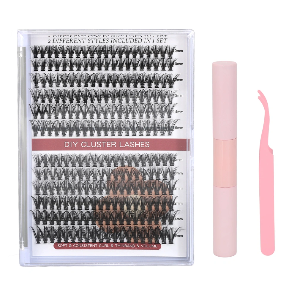 Lash Extension Kit 240pcs Clusters Individual DIY Eyelash Lash Extension Kit with 10ml Dual Use Glue Tweezers