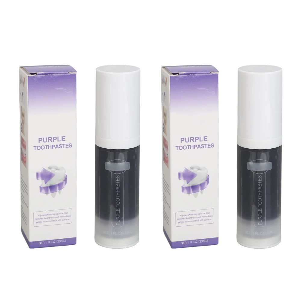 2pcs Purple Whitening Toothpaste Mousse 30ML Cleansing Stain Removal Purple Toothpaste for Adults