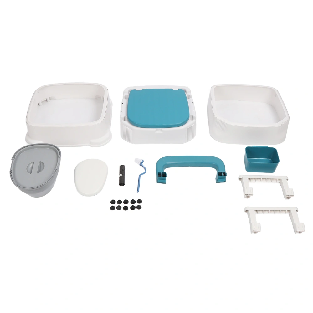Adult Bedside Commode Toilet with Detachable Armrests Portable Moible Odorless PU Leather Seat Solid Toilet Blue