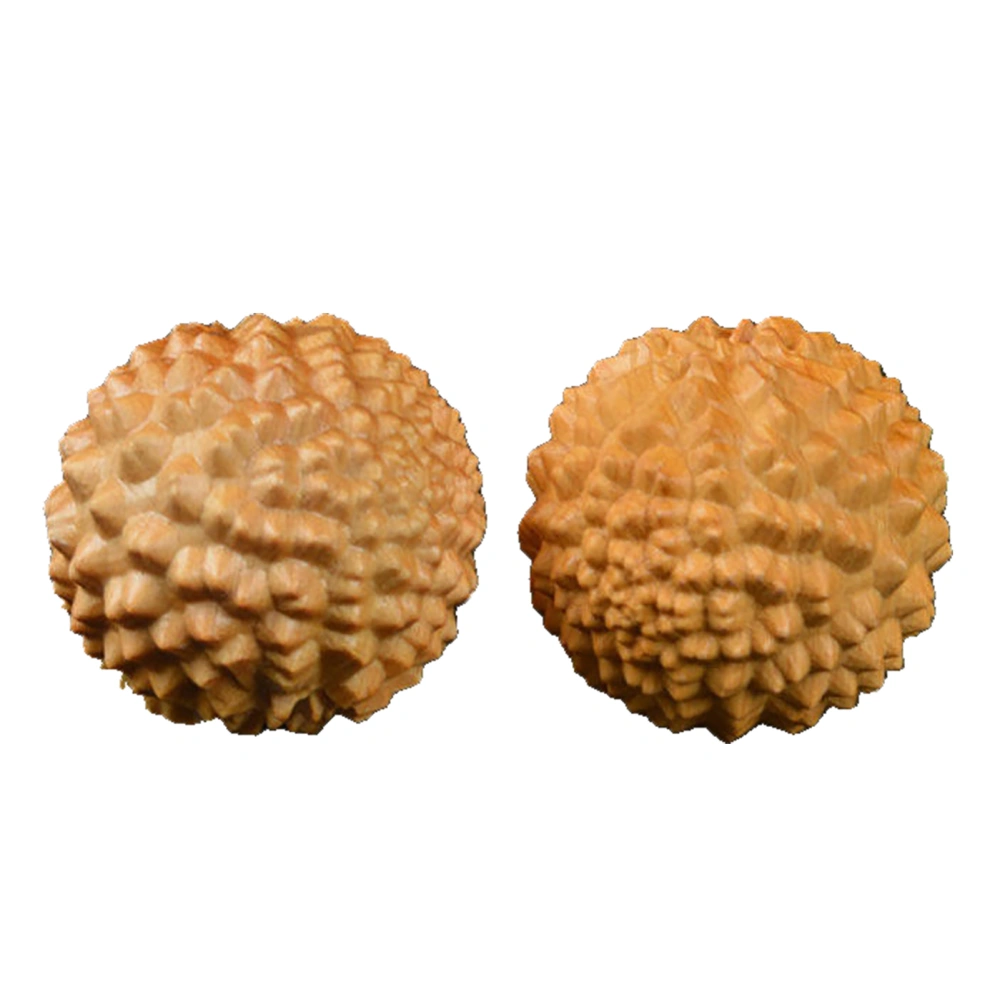 2pcs Wooden Hand Massage Ball Palm Relaxing Spiky Textured Acupoint Massage Balls for Elderly