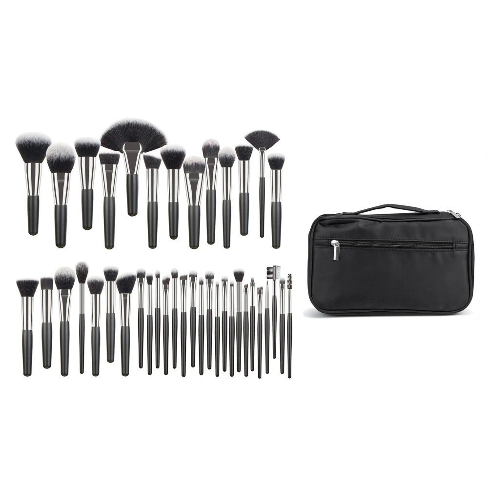40Pcs Makeup Brushes Set for Eye Shadow Concealer Foundation Lip Soft Wooden Handle Cosmetic Brush Set with Storage Bag