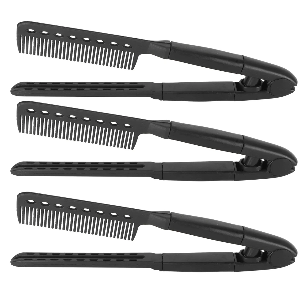 Hair Straightening Comb V Shaped Heat Resistant Portable Hair Styling Comb for Salon Home Travel 3pcs