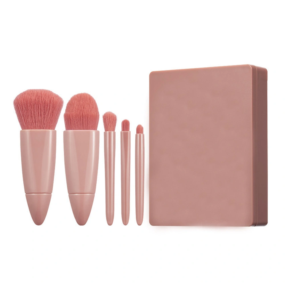 Mini Makeup Brush Set with Case 5pcs Travel Makeup Brush Synthetic Fiber Eyeshadow Powder Portable Cosmetic Tool