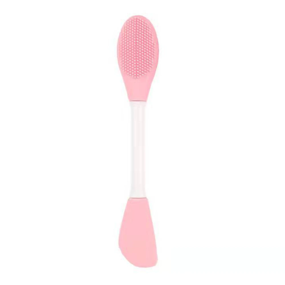 Double Ended Facial Mask Brush Soft Head Massaging Silicone Knife Shaped Facial Mask Brush Light Pink