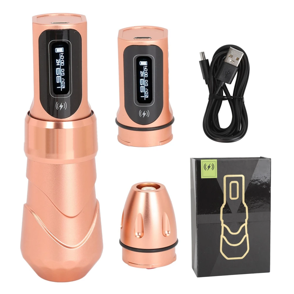 Wireless Tattoo Machine Pen Double Battery 2000mAh Liner Shader Rotary Tattoo Cartridges Pen with RCA Converter Gold