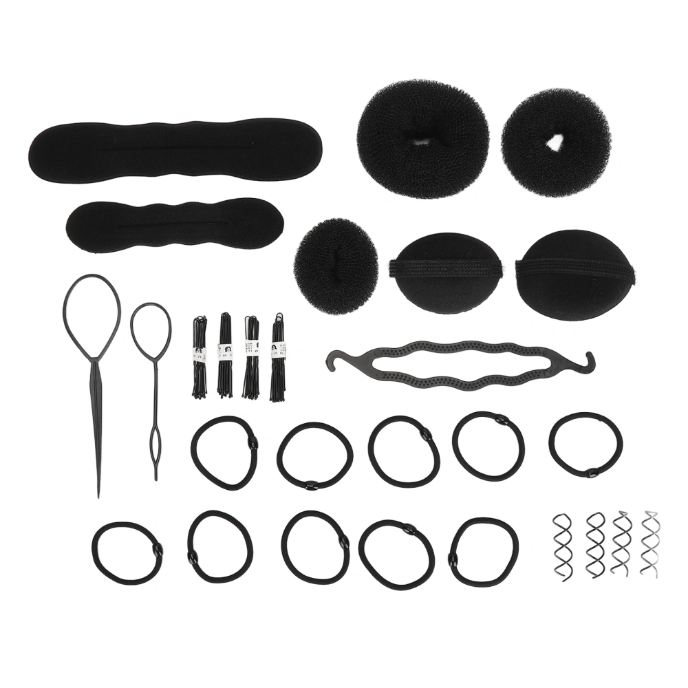 Hair Bun Shaper Set Pins Elastic Bands Hair Donut Bun Maker Hairdressing Tool Set for Adults Children