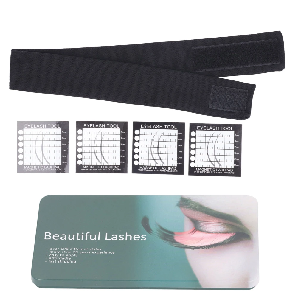 Magnetic Eyelash Extension Headband with Lash Pad Holder Adjustable Breathable Cloth Headscarf for Salon Home