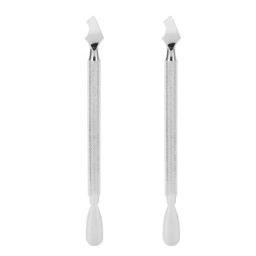 2Pcs Dual Ended Cuticle Pusher Stainless Steel Multipurpose Portable Cuticle Pusher Remover Manicure Tool