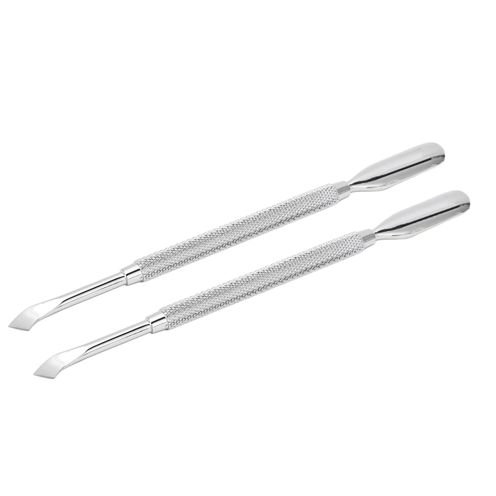 2pcs Cuticle Trimming Remover Dual End Exfoliation Portable Multi Functional Stainless Steel Callus Removal Pusher for Beauty Salon