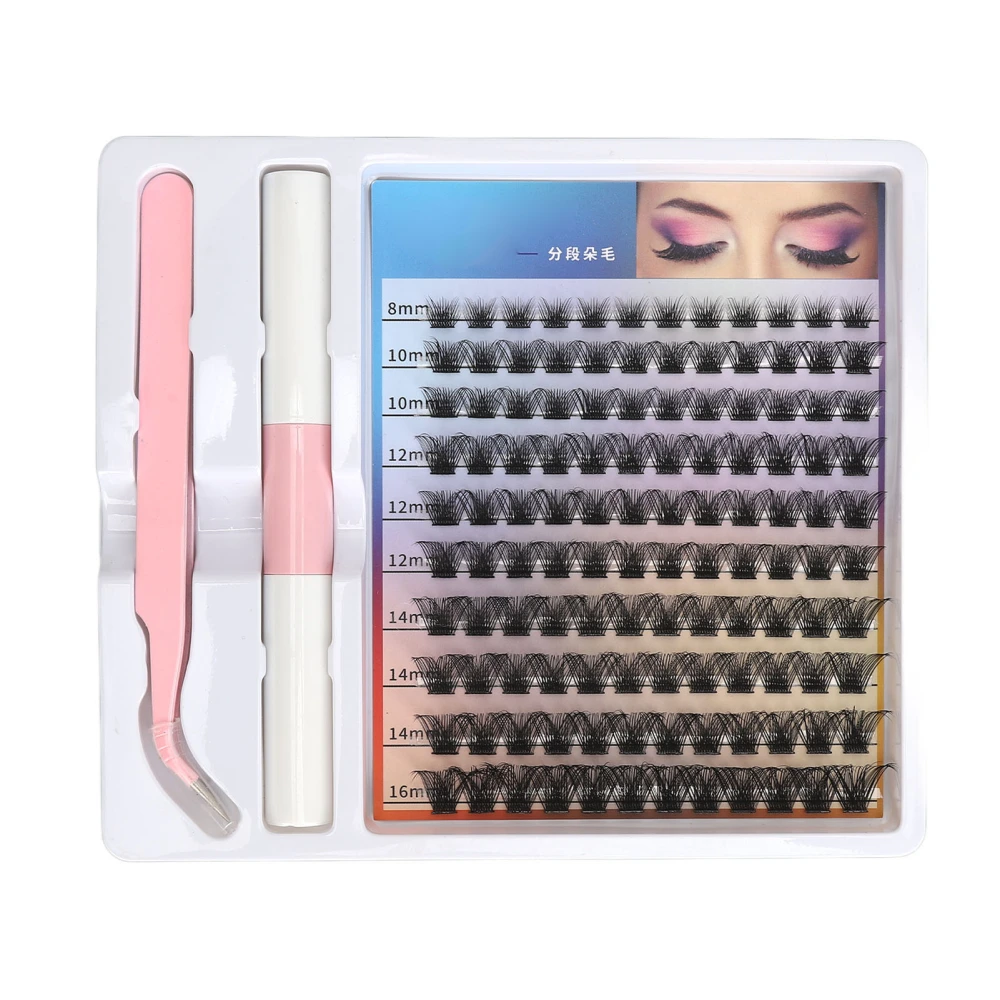 DIY Eyelash Extension Kit 120pcs Clusters 8‑16mm Individual Lash Extension Kit with 2ml Dual Use Glue Lash Tweezers