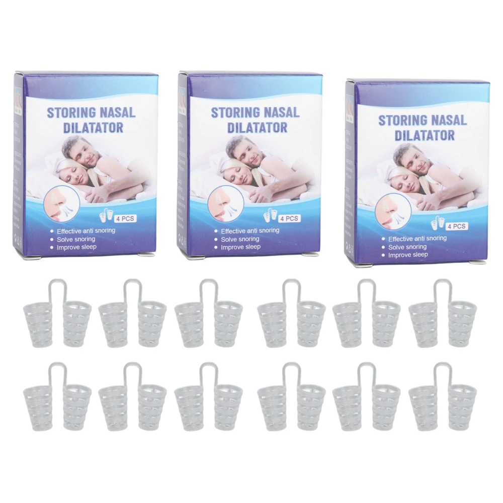 12 Pcs Open Airways Nasal Dilator Silicone Anti Snoring Breathing Relief Nose Vents Dilator for Breathing Aid