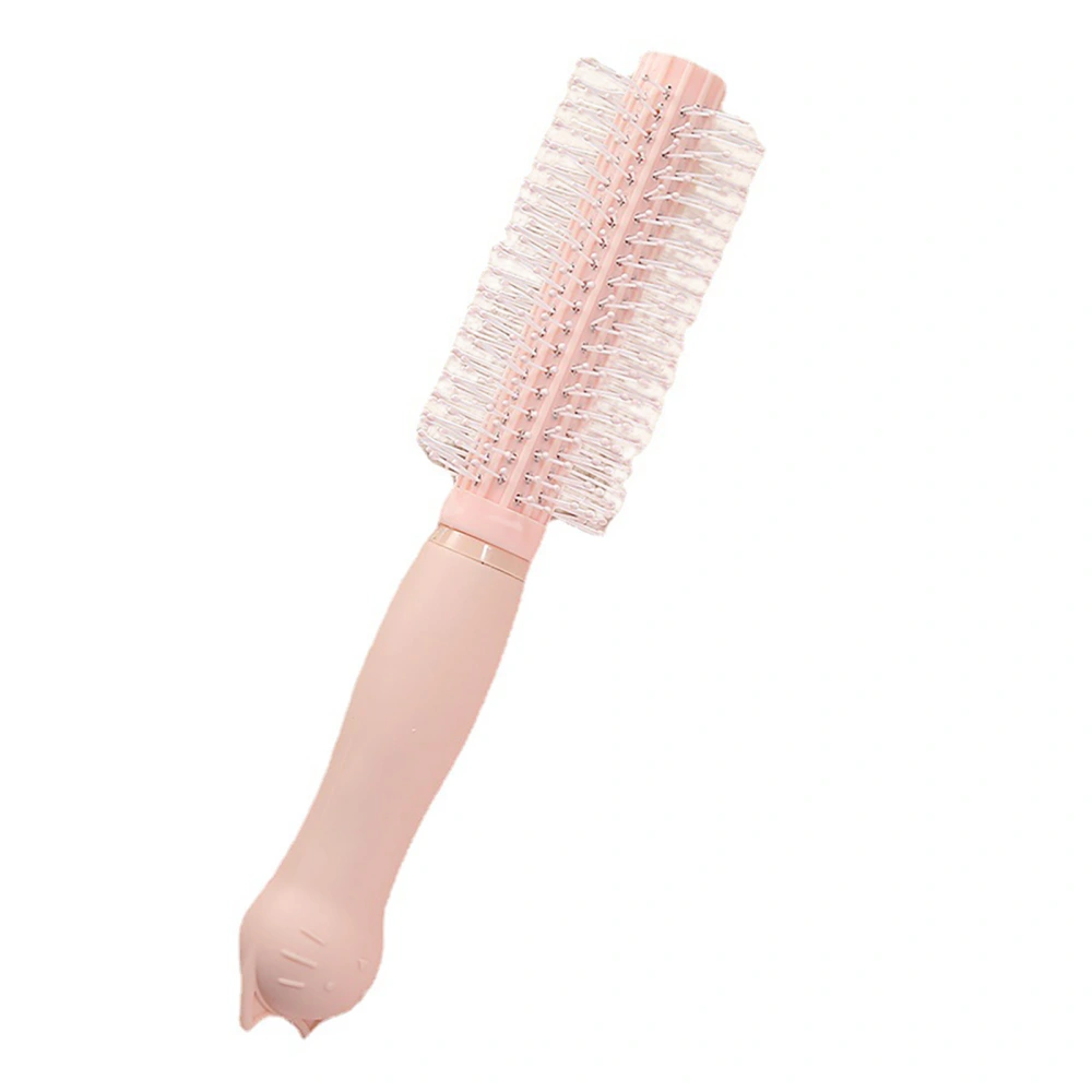 Round Hair Brush Cat Head Handle Hair Brush Roller Hairdressing Tool for Curling Straightening Pink