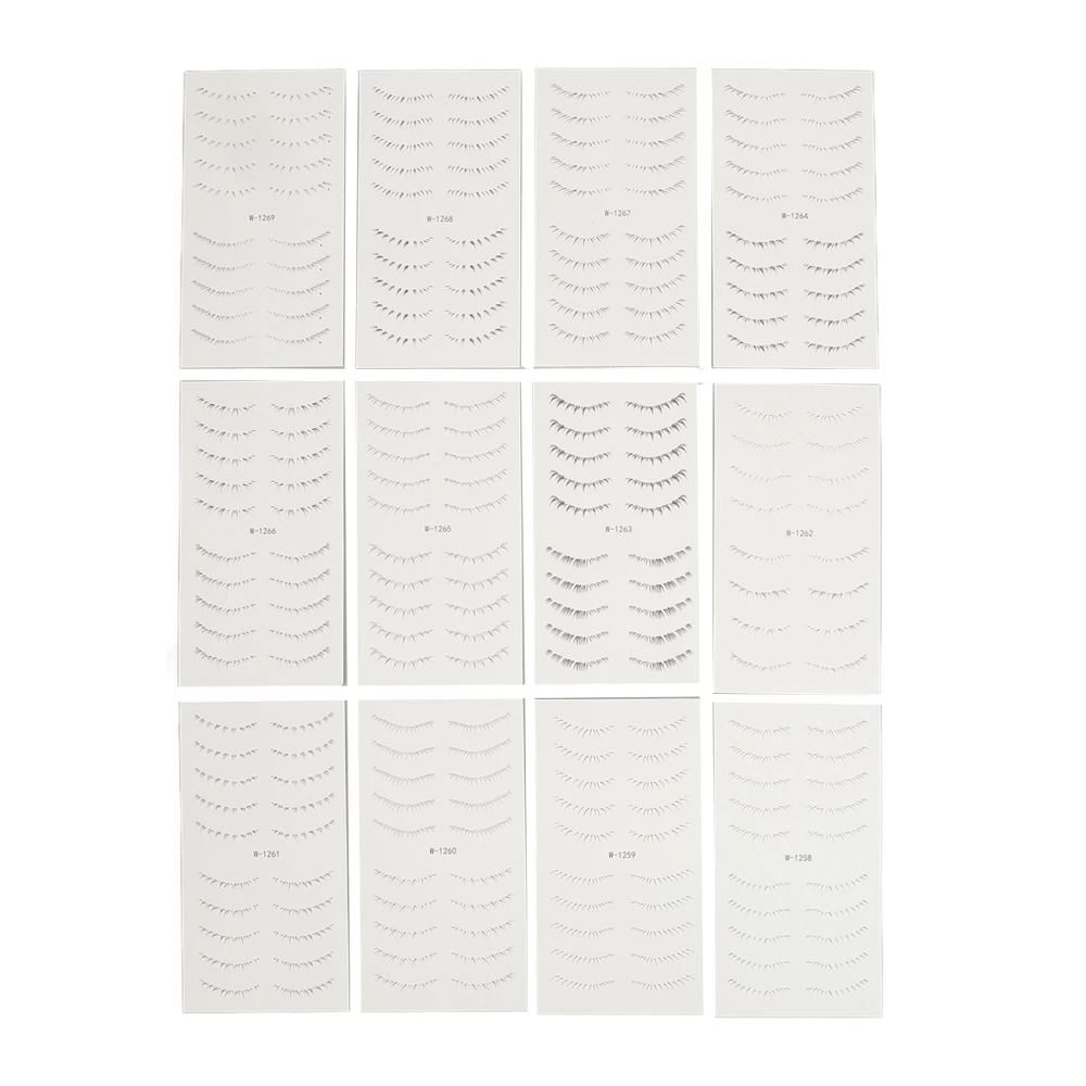 12pcs Lower Eyelash Tattoo Stickers Waterproof 6D False Eyelash Thermal Transfer Stickers