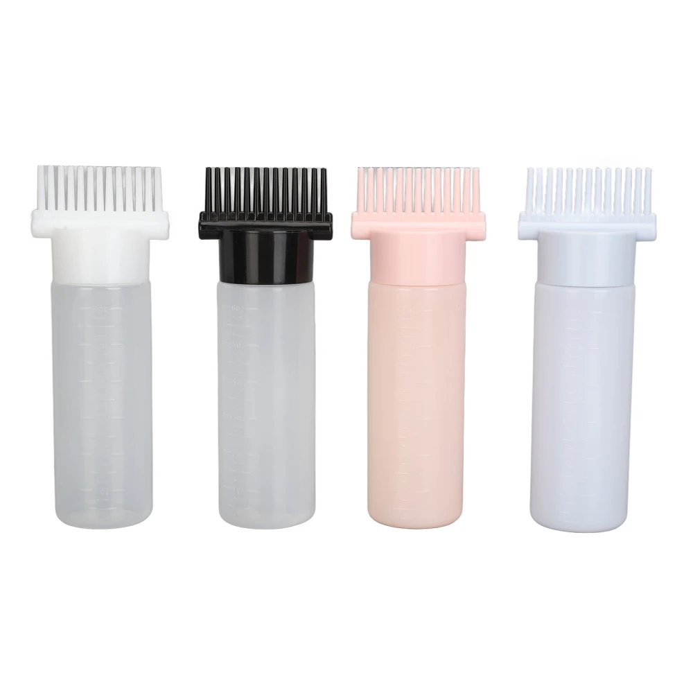 4pcs Comb Applicator Bottle with Clear Scale Easy to Squeeze Hair Coloring Brush Bottle for Hair Dye