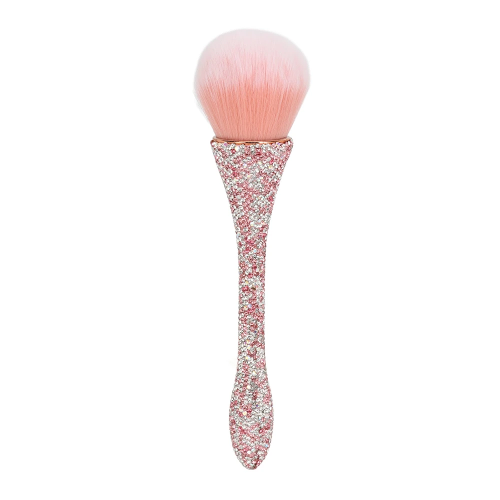 Nail Dust Cleansing Brush Soft Nylon Hair Comfortable Grip Prevent Deformation Loose Powder Brush Pink