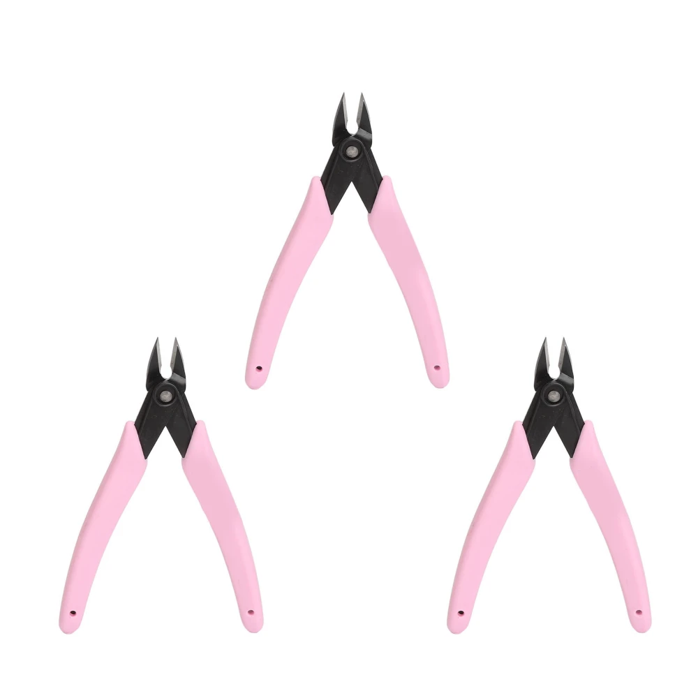 3pcs Stainless Steel Cuticle Cutter Automatic Rebound Anti Slip Rhinestone Remover Cuticle Nippers Trimmer Pink