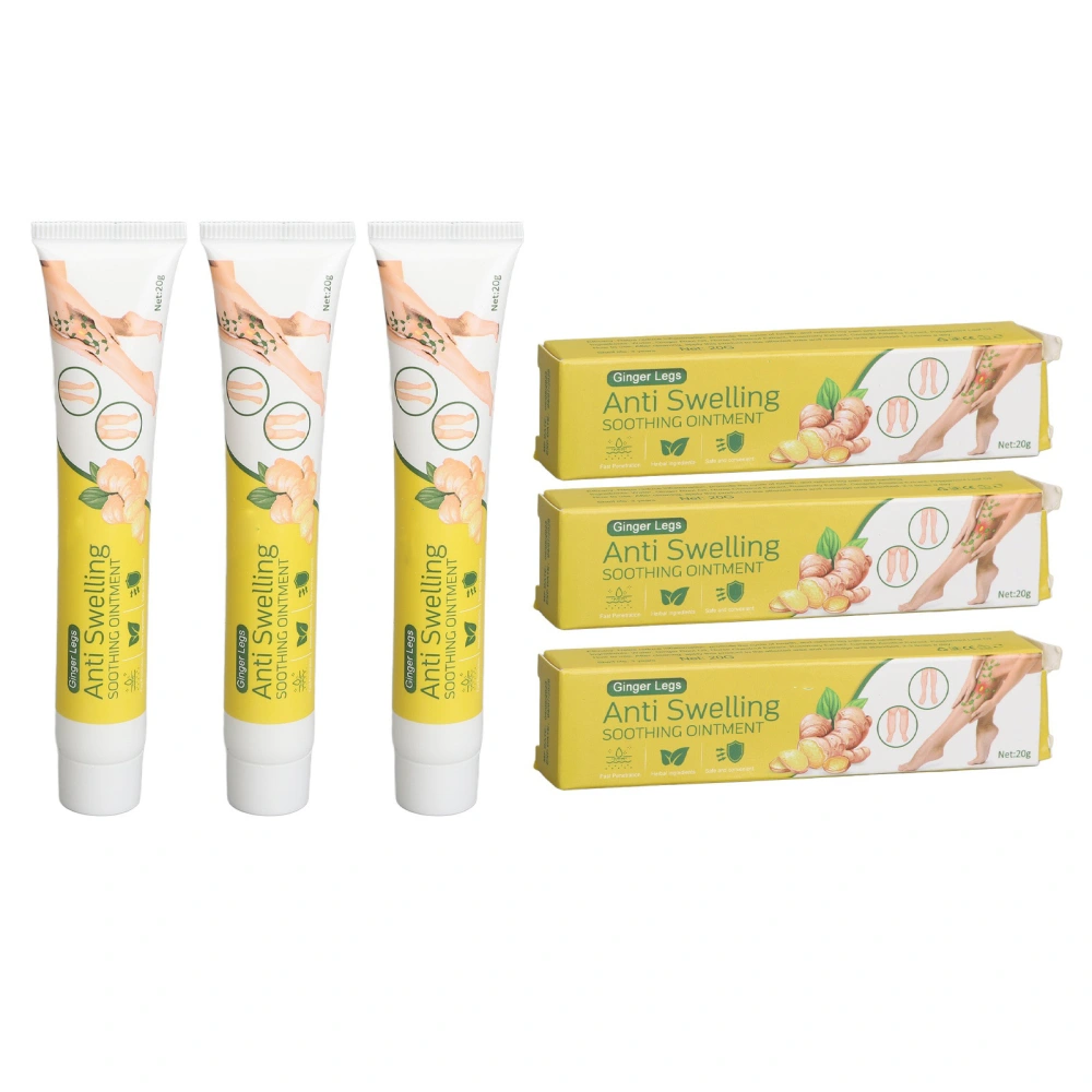 3PCS Ginger Relief Cream Safe Relaxing Soreness Relief Legs Swelling Reduction Cream for Daily Care 0.7oz