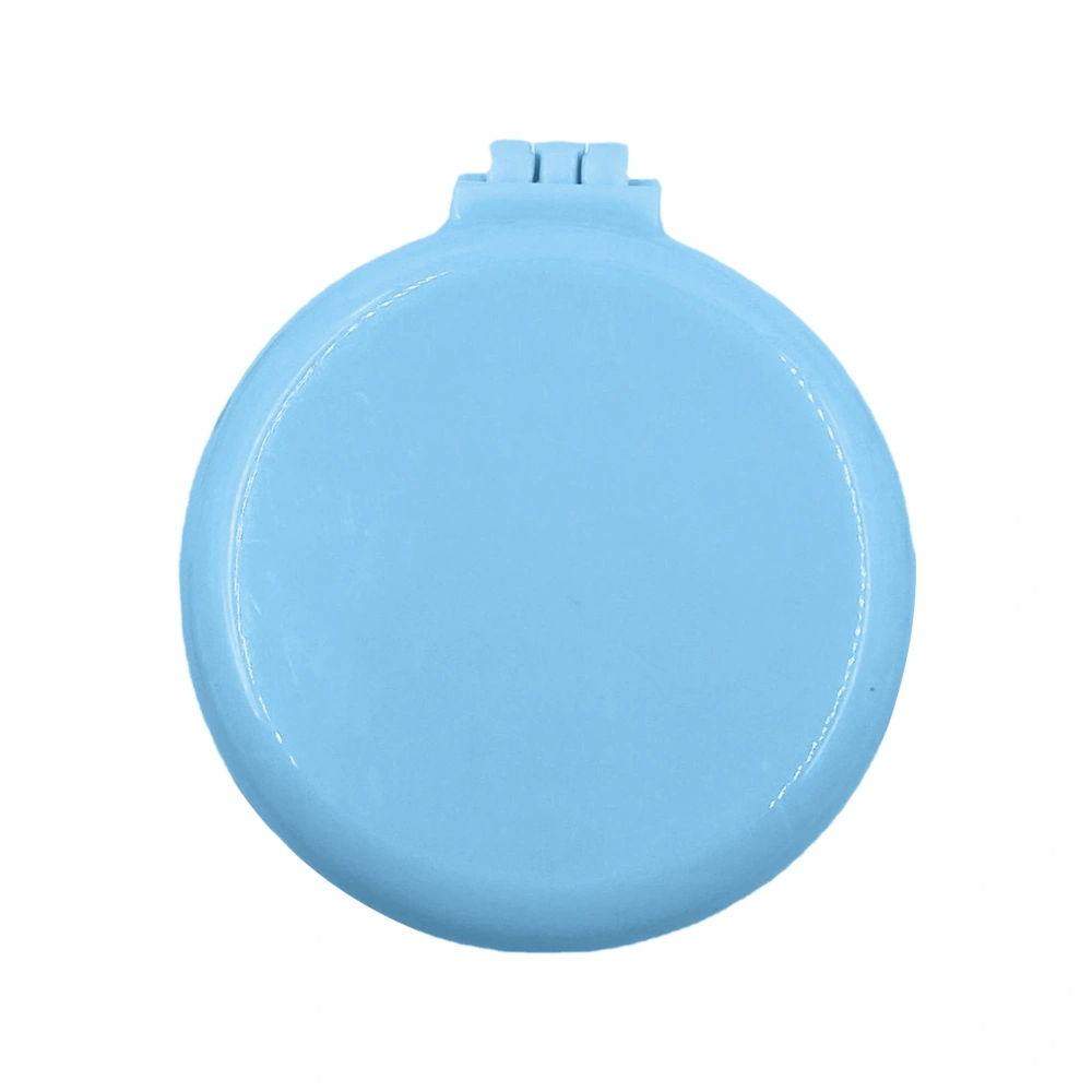 Mini Folding Mirror Hair Brush Home Travel Portable Round Pocket Cushion Hair Brush for Straight Curly Hair Blue