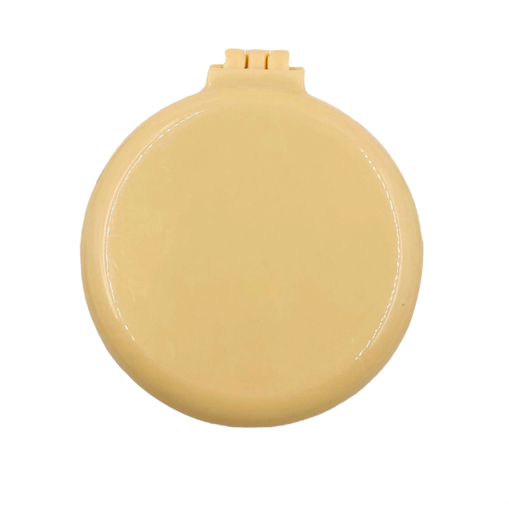 Mini Folding Mirror Hair Brush Home Travel Portable Round Pocket Cushion Hair Brush for Straight Curly Hair Yellow