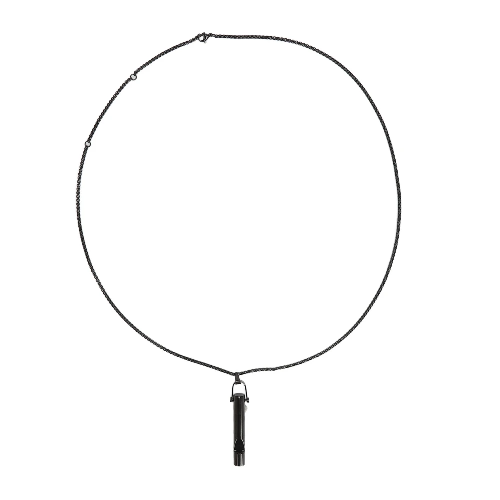 Whistle Pedant Necklace Reduce Anxiety Cylindrical Deep Breathing Stress Relief Necklace Black