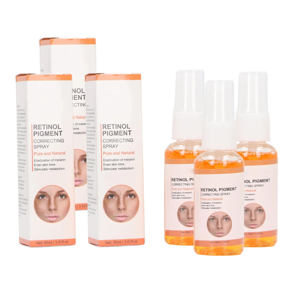 3pcs Retinoids Pigment Correcting Spray Dark Spot Remover Fast Absorption 30ml Each Retinoids Hydrating Spray