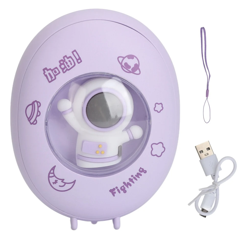 Rechargeable Hand Warmer 3 Gears USB Charging Portable Cute Cartoon Electric Hand Heater with Night Light Purple