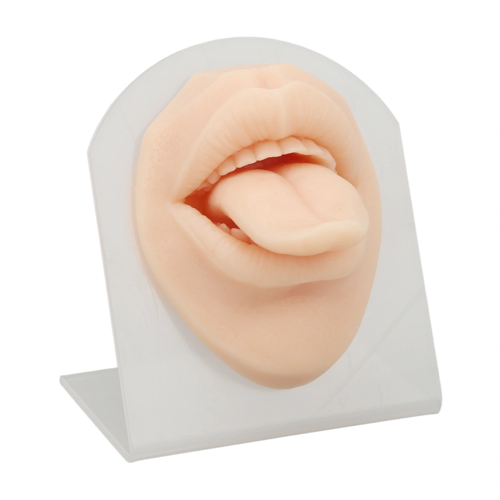 3D Soft Silicone Tongue Mouth Model with Stand Reusable Jewelry Display Tongue Model for Piercing Practice