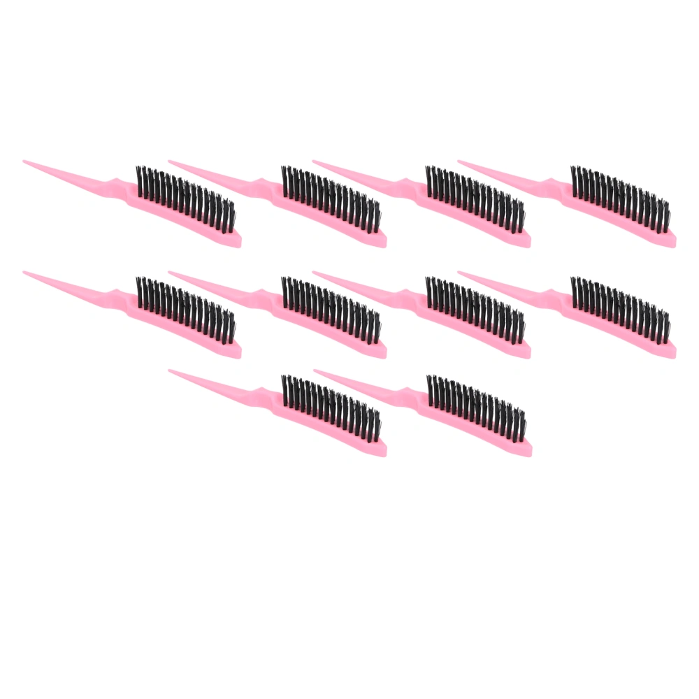 10pcs Rat Tail Brush Combs 3 Rows Nylon Brush Hair Teasing Brush for Hair Parting Stylishing