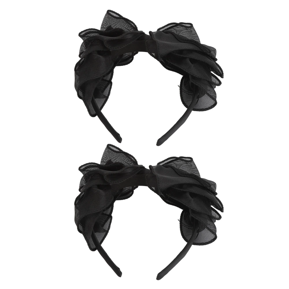 2PCS Black Mesh Bow Headband Fashionable Comfortable Princess Bow Headband for Women Bow Hairband Hair Accessories