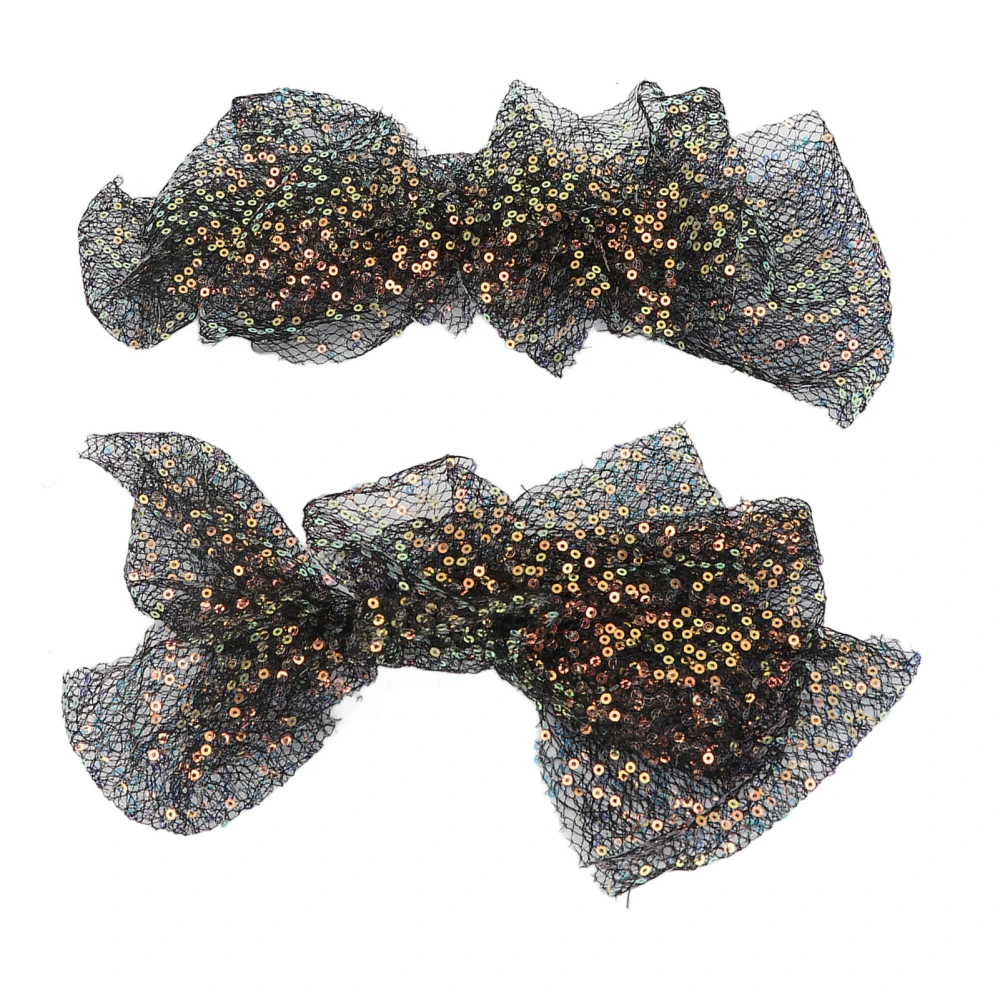 2Pcs Hair Clip Bow Tie Women Barrette Black Cloth Girl Glittering Hairpin Lovely Style Accessory