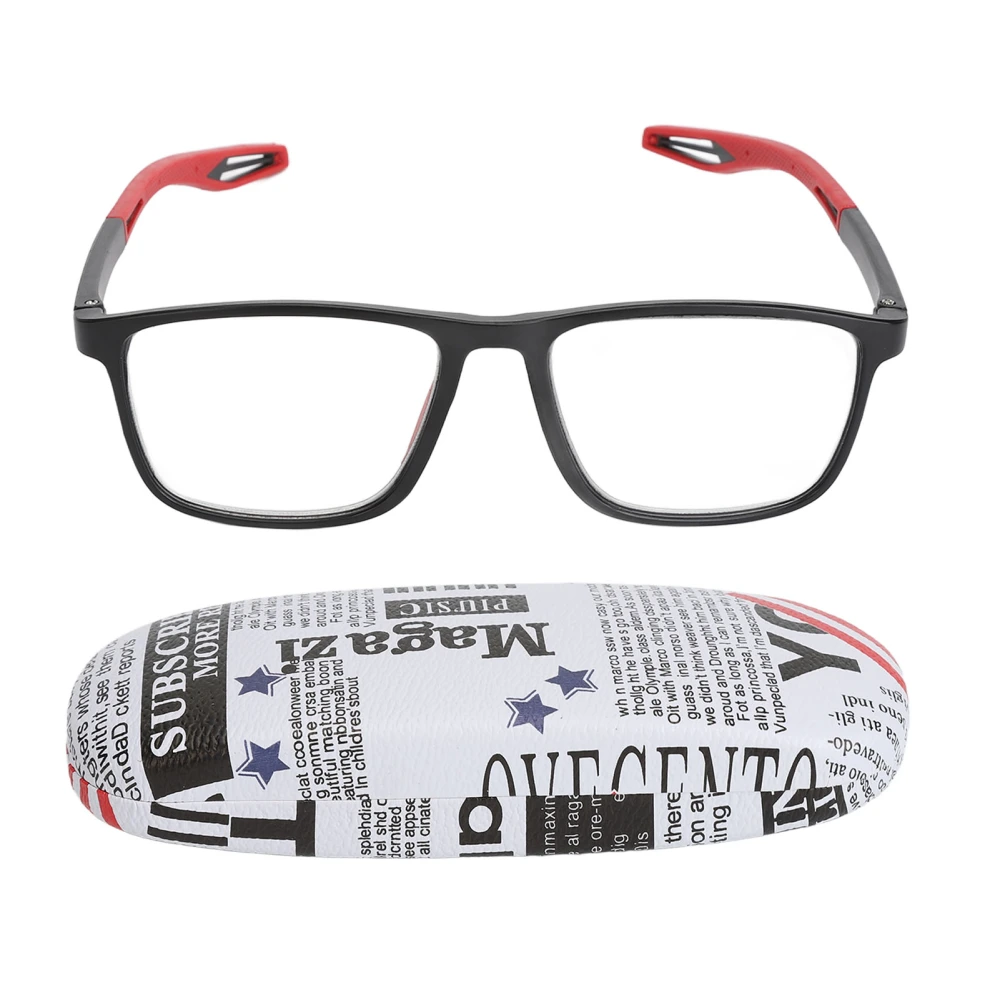 Anti Blue Ray Presbyopia Glasses Multiple Focus Auto Adjusting Optic Frame Presbyopia Reading Glasses Sand Black Frame Red Legs +150