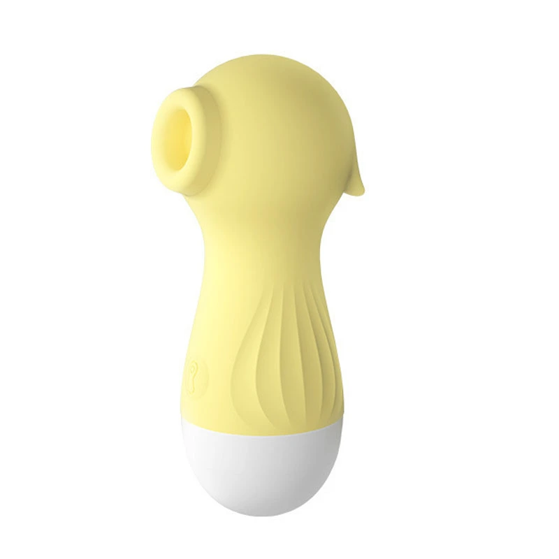 Women Massage Machine Seahorse Shaped Tongue Suction Strong Vibration Female Massager Wand Yellow