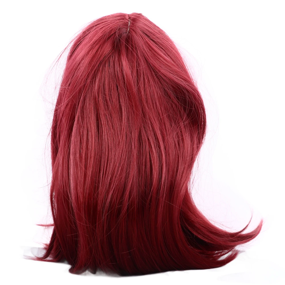 Women Short Straight Wig Red Color Elastic Band Firmly Wear False Bob Wigs with Hair Bangs