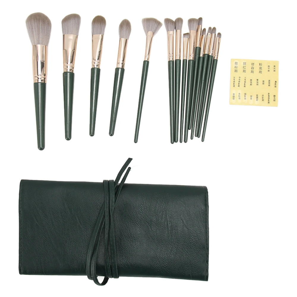 14pcs Makeup Brushes Set Synthetic Fiber Portable Face Powder Eye Shadows Brushes with PU Leather Bag