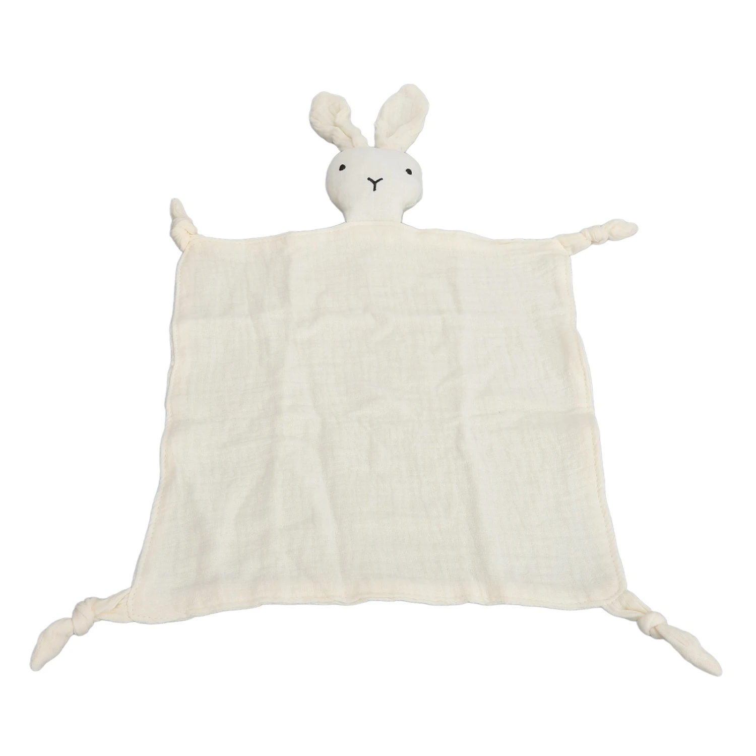 Bunny Security Blanket Cute Lovey Blanket Double Layer Cotton Soft Security Blanket for Sleeping Playing