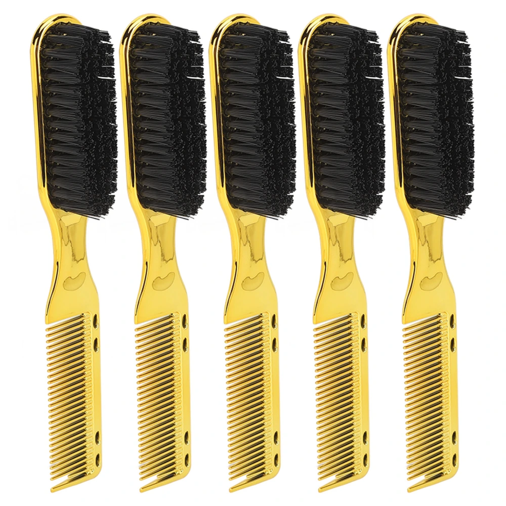 5pcs Double Ended Hair Brush Comb Men Gold Ergonomic Nylon Beard Grooming Brush Comb Hair Styling Tool