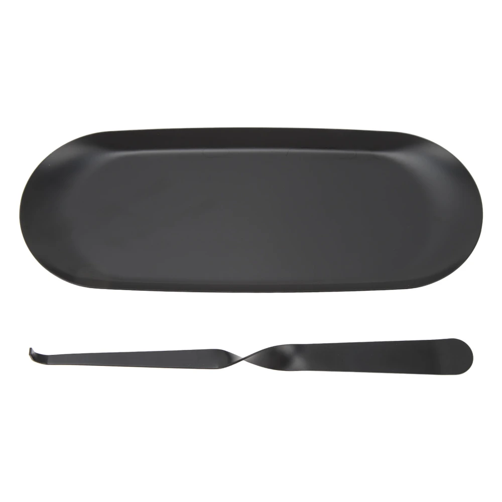 Candle Holder Tray with Wick Dipper Decorative Oval Shape Mattee Black Bathroom Toilet Tank Tray