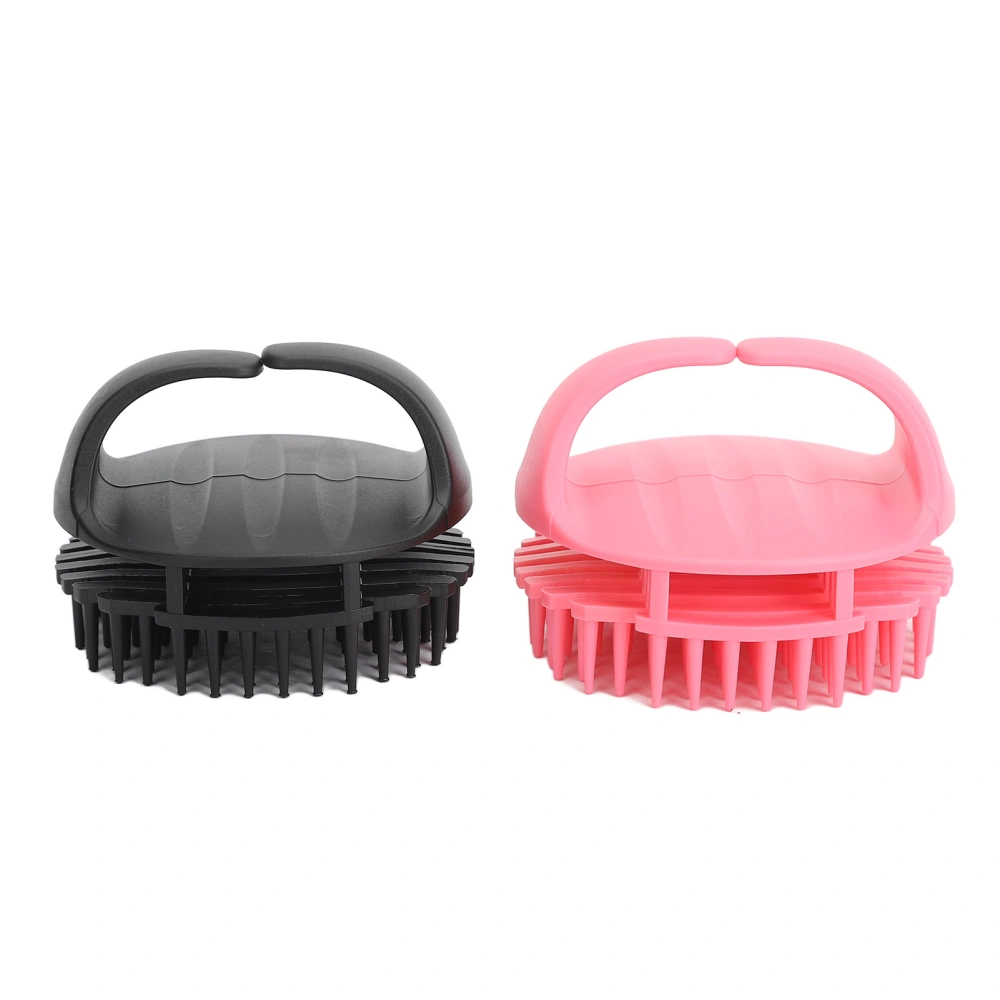 2pcs Scalp Massaging Shampoo Brush Relieve Stress Silicone Scalp Massager Cleaning Brush Pink Black