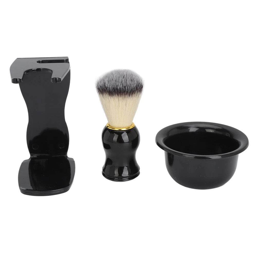 Beard Care Kit Pocket Beard Brush with Holder and Soaping Bowl Men Hair Cleaning Styling Set