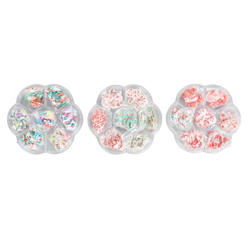 3 Box Christmas Nail Art Sequins Cute Exquisite DIY 3D Snowflake Polymer Clay Nail Art Slices Decoration