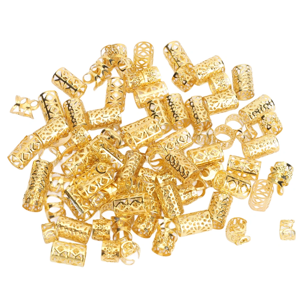 200Pcs Hair Dreadlocks Beads Flexible Alloy Exquisite Fashionable Hair Decorations Rings for Wedding Party Gold