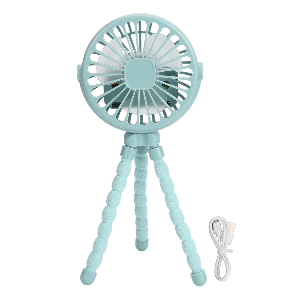 Stroller Fan Portable Mini Portable 3 Speed Hangable Standable and Twistable Desktop Stroller Fan Blue