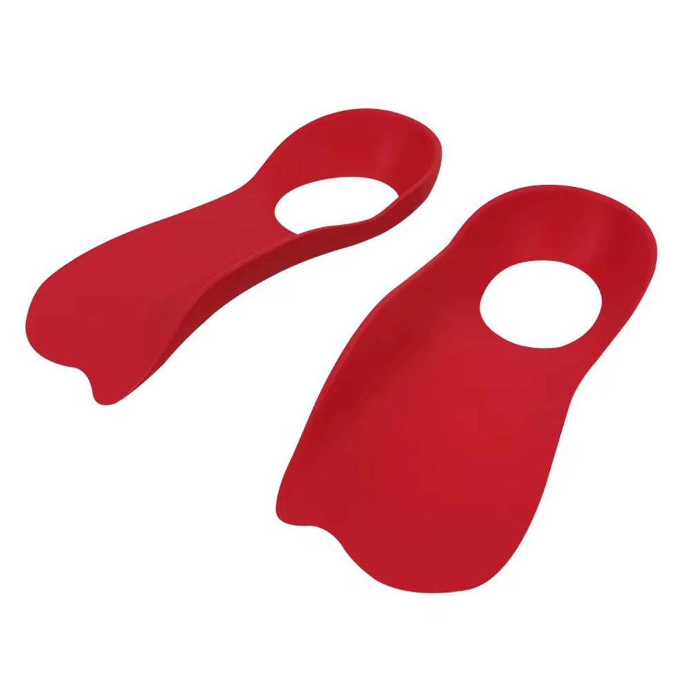 1 Pair Flatfoot Orthopedic Heel Insoles Arch Support Insoles with Hole for Correcting O X Type Leg Red M(35‑39)