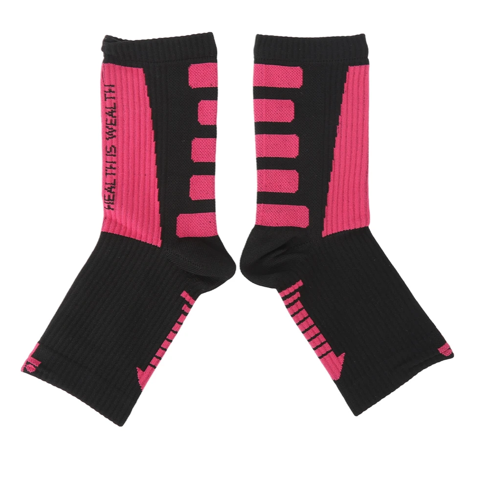 Sports Socks Highly Breathable Elastic Comfortable Foot Compression Sleeve for Fitness Running Exercise Black and Pink