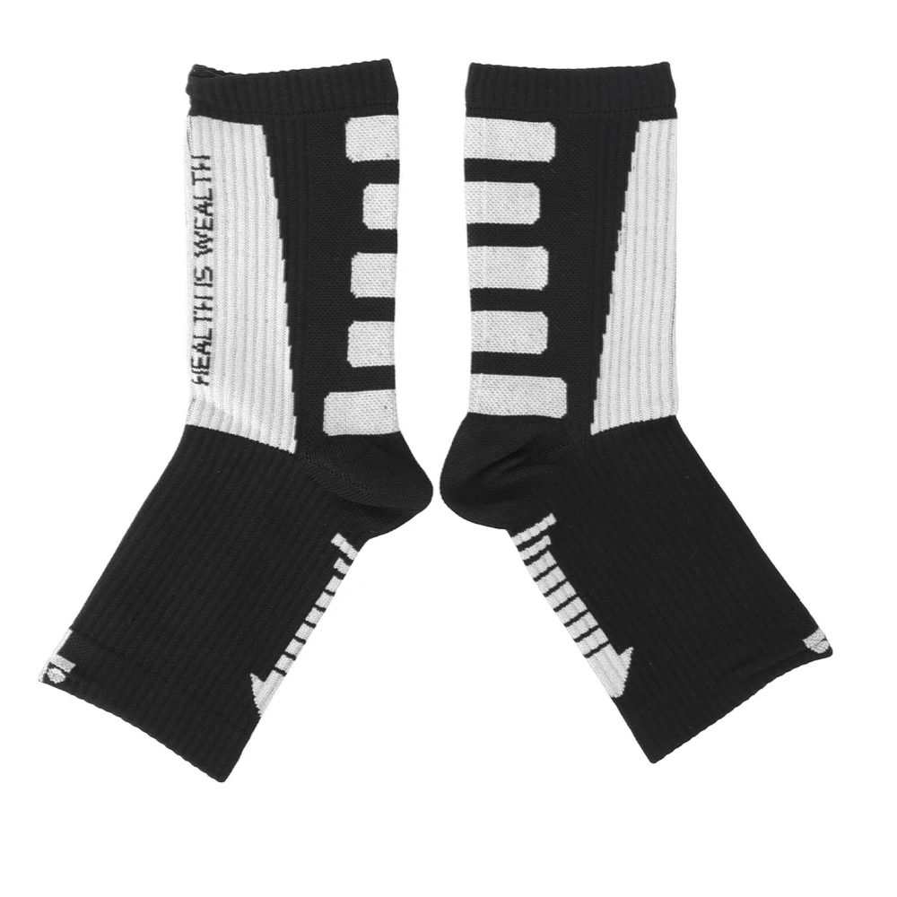 Sports Socks Highly Breathable Elastic Comfortable Foot Compression Sleeve for Fitness Running Exercise Black and White