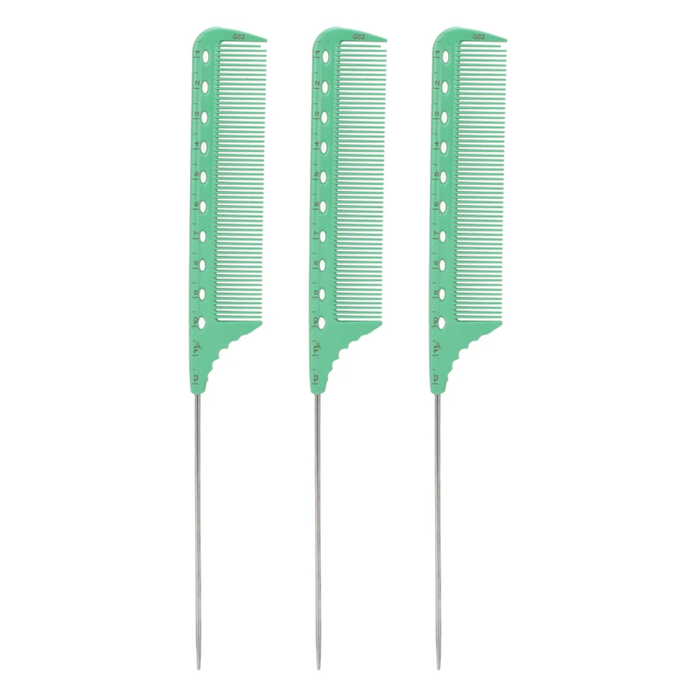 3pcs Rat Tail Comb Professional Ergonomic Portable Teasing Comb Styling Tool for Thick Curly Long Hair