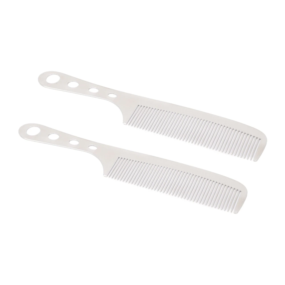 2PCS Stainless Steel Hair Comb Prevent Static Professional Barber Styling Grooming Comb for Hairdressing