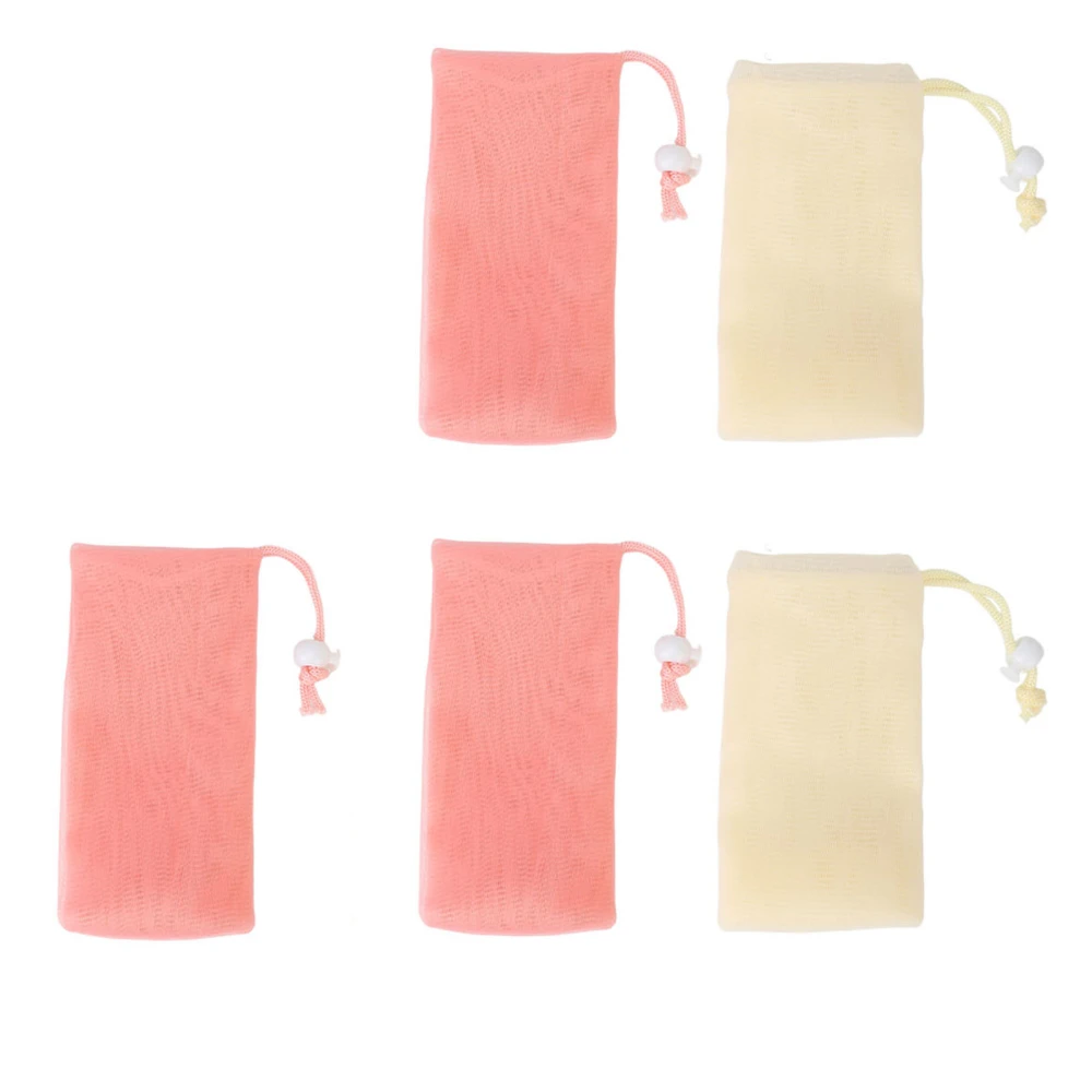 5 Pcs Exfoliating Mesh Soap Pouch Soap Saver Bag Cleansing Foaming Nets Body Facial Cleaning Tool